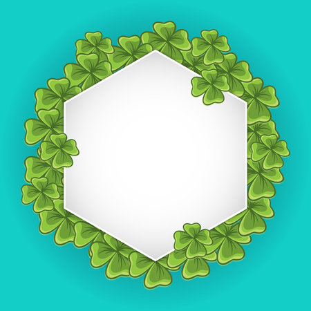 Spring background with green leaves frame trendyの素材