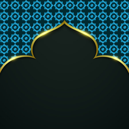 Islamic dark background with golden glowのイラスト素材