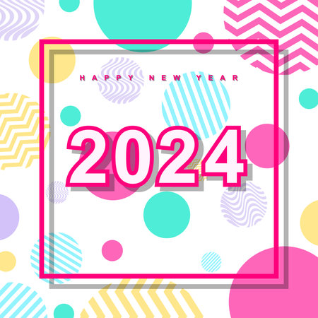 Happy new year full color 2024のイラスト素材