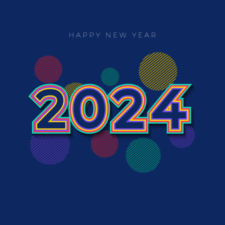 Happy new year trend design colored numberのイラスト素材