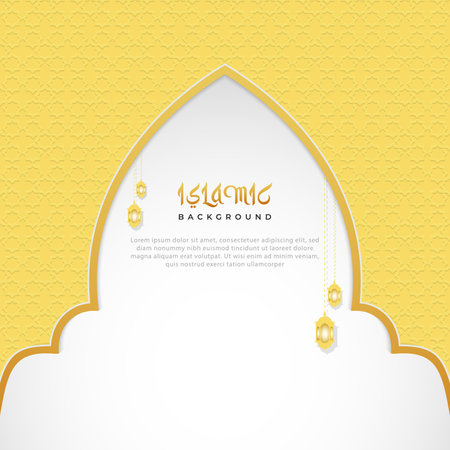 Islamic background and lamp  elementのイラスト素材