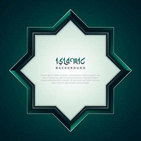 Green Islamic background with silver linesのイラスト素材