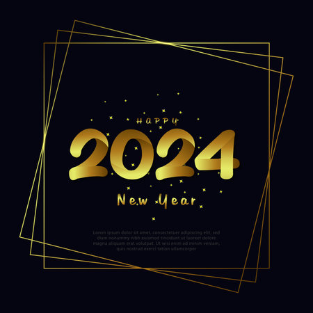Happy golden new year on dark backgroundのイラスト素材