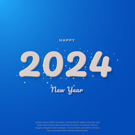 Happy new year paper numbers simpleのイラスト素材