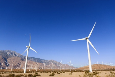 Wind Turbines for Renewal Energy, Palm Springs, CAの写真素材