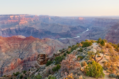 Desert View Point at Sunrise, Grand Canyon National Park, AZ.の写真素材