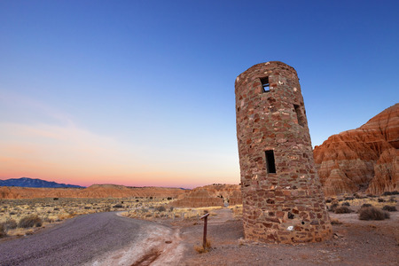 Water Tower at Cathedral Gorge State Park, Nevadaの写真素材