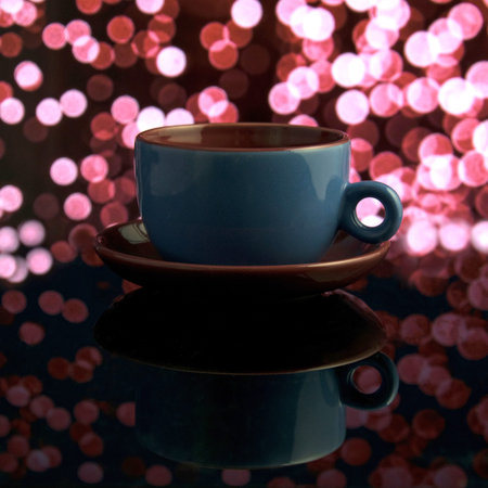 Espresso cup with bokeh backgroundの写真素材