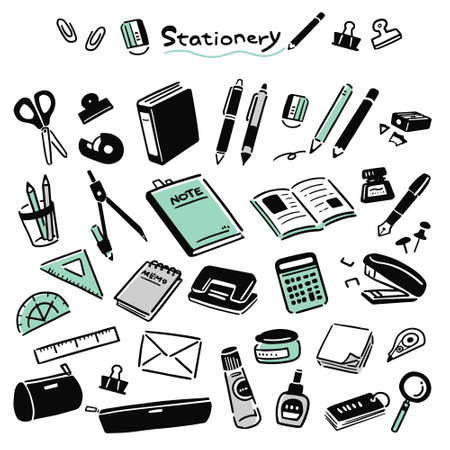 Vector illustration set of stationery such as simple pencils and eraserのイラスト素材