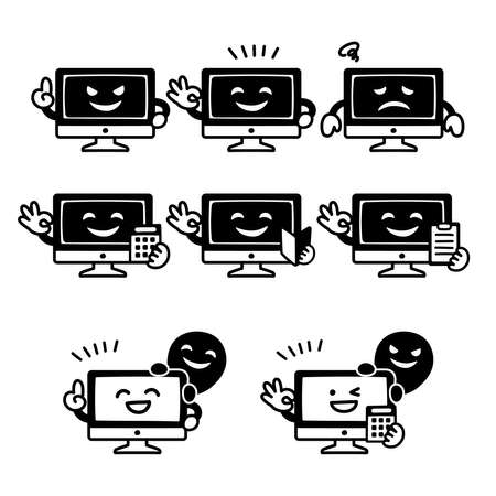 Facial expression set for personal computer character fraud and crimeのイラスト素材
