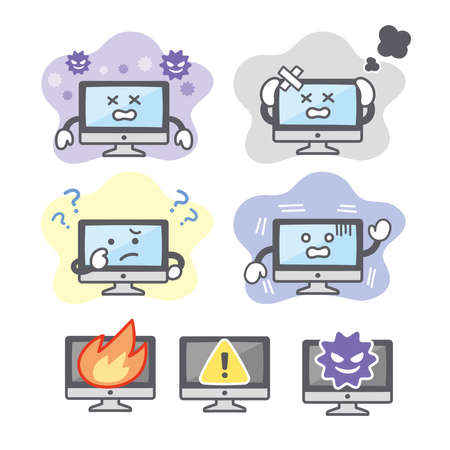 Facial expression set for personal computer character failure and troubleのイラスト素材