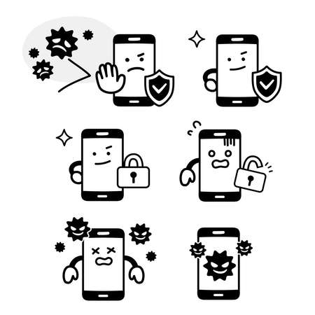 Personal Character Security Facial Expression Setのイラスト素材