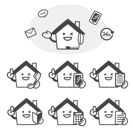 Facial expression set for inquiries of house characterのイラスト素材