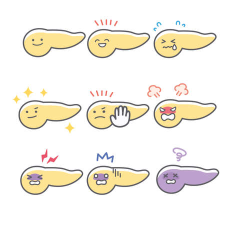 Expression set of human pancreas of emotionsのイラスト素材