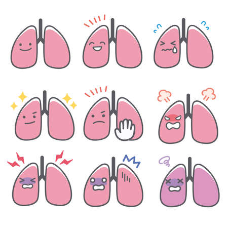 Expression set of human lungs of emotionsのイラスト素材