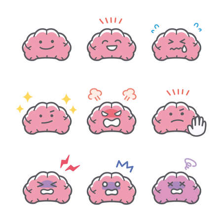 Facial expression set of human brain emotionsのイラスト素材