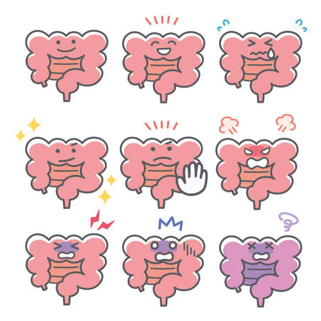 Expression set of human intestine emotionsのイラスト素材