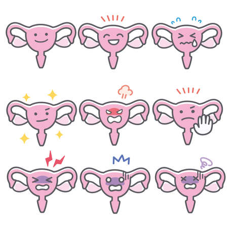 Facial expression set of human uterus's emotionsのイラスト素材