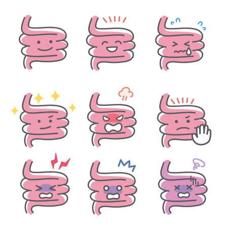 Facial expression set of human small intestine emotionsのイラスト素材
