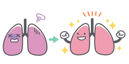 Before after recovering from human lung diseaseのイラスト素材