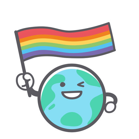 Illustration of the earth with LGBT Rainbow flagのイラスト素材