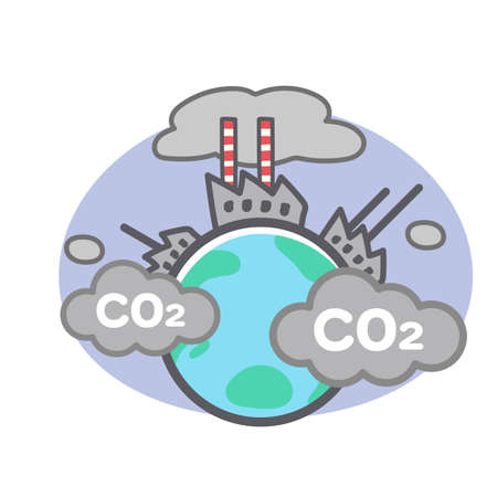Illustration of Earth on Pollution by CO2のイラスト素材