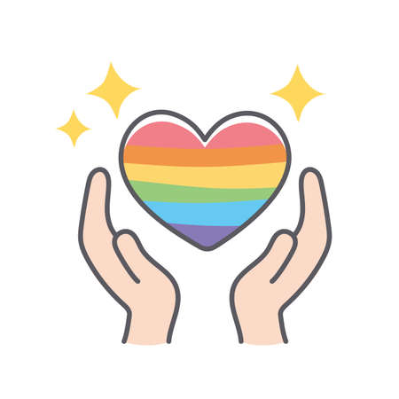 Illustration of protecting LGBT heart by handのイラスト素材