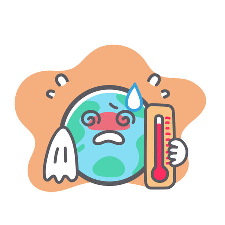 Earth's illustration set on global warmingのイラスト素材