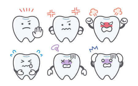 Expression set of teeth's emotionsのイラスト素材