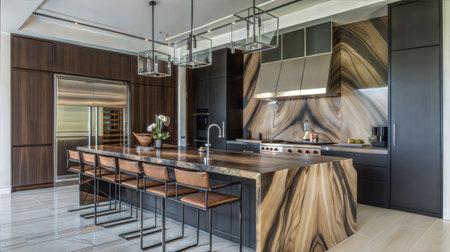 interior of modern kitchen in new luxury house, nobody inside.の素材