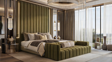 3d rendering luxury bedroom suite in hotel and resort with wood floorの素材