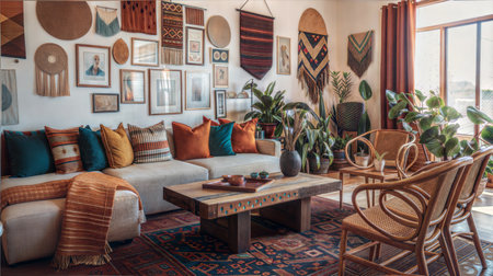 Interior of a cozy living room with a sofa and armchairsの素材