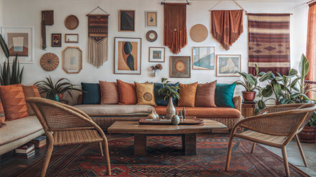 Interior of a living room with a sofa and a coffee tableの素材