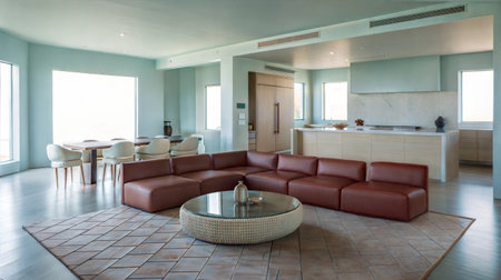 Interior of a hotel lobby with sofas and sofasの素材