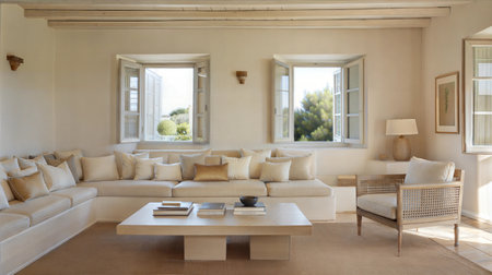 Interior of a modern living room, living room. Nobody insideの素材