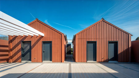 Beach huts in the Netherlands on a sunny spring day.の素材