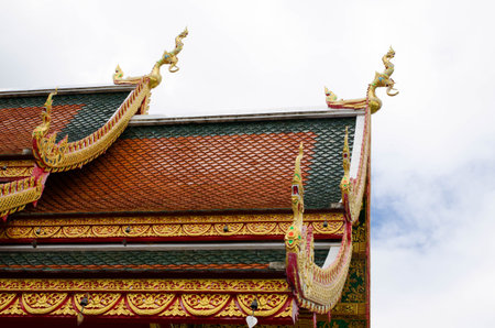thai roof temple with sky.