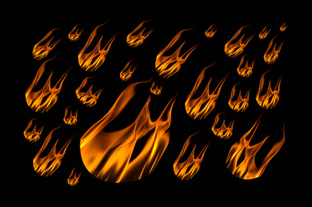 Fire flames on a black backgroundの写真素材