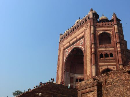 Buland Darwaza at Fatehpur Sikri,India. Bulanhd is a farsi word= high / Gigantic. Darwaza= Gate  / Door.It has 42 steps, and It is 53mx35m gateの写真素材