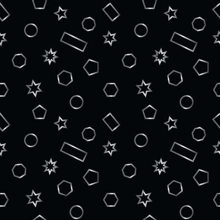 Silver seamless geometric patterns on a black background. Abstract pattern. Vector illustration.のイラスト素材