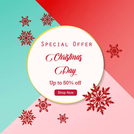 Christmas day sale background with paper snowflakes. Vector Illustration.のイラスト素材
