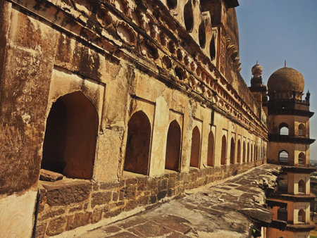 part of gol gumbaz in karnataka is the mausoleum of mohammed adil shahのeditorial素材
