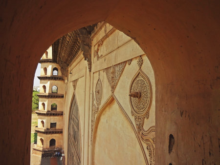 part of gol gumbaz in karnataka is the mausoleum of mohammed adil shahのeditorial素材