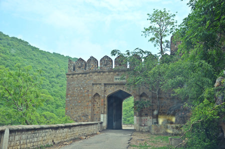 entrance gate of bala fort alwar rajasthanのeditorial素材