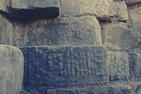 carving at kangra fort, himachal pradeshの写真素材