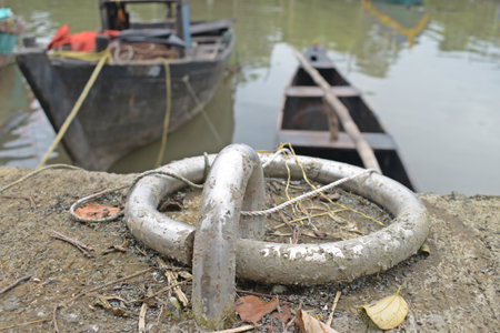 Abandoned boat in the river.の写真素材