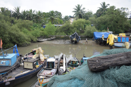 fishing port mumbaiの写真素材