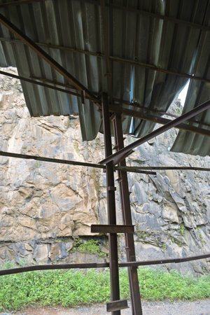 Steel structure in a construction site, closeup of photo, Chinaの写真素材