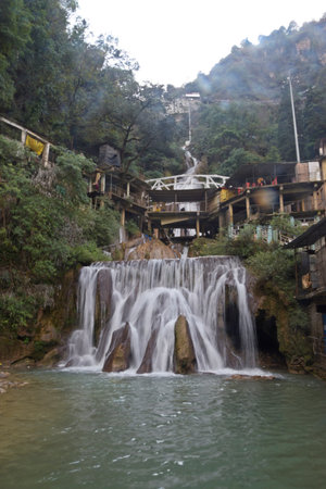 Waterfall in the villageの写真素材