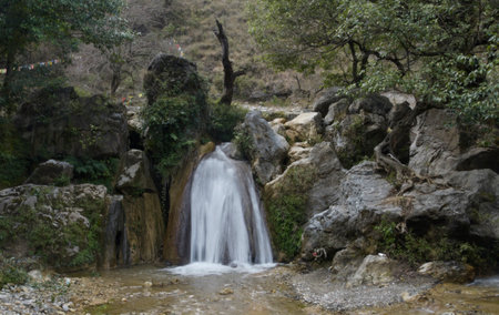 Waterfall in the national park in the province of Alicante, Spainの写真素材